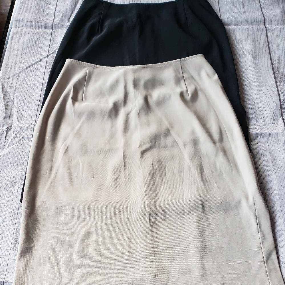 2 skirts bundle. 1 Black and 1 Tan pencil skirt with side split back zip.